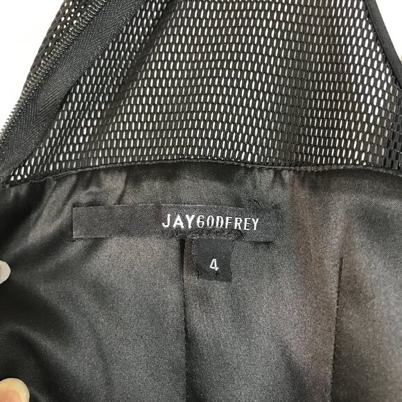 Jay Godfrey Black Mesh Detail Sheath Dress Size 4 - Picture 8 of 8